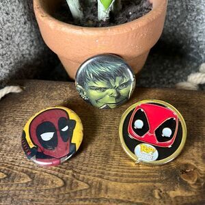 DC Marvel Collectors Pins Set of 3
